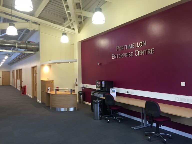 Commercial reception and office with new lighting and power